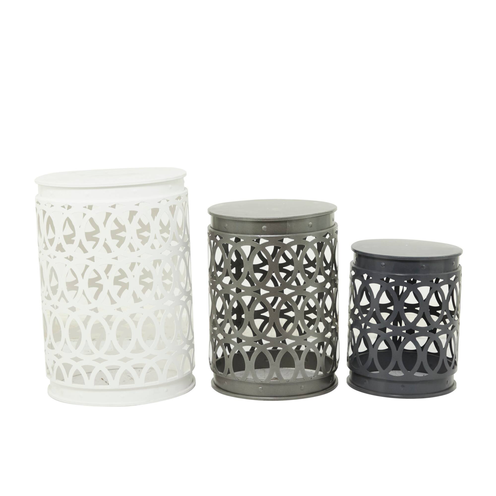 Multi Colored Metal Contemporary Accent Table, Set of 3" Set of 3" 23", 19", 15"